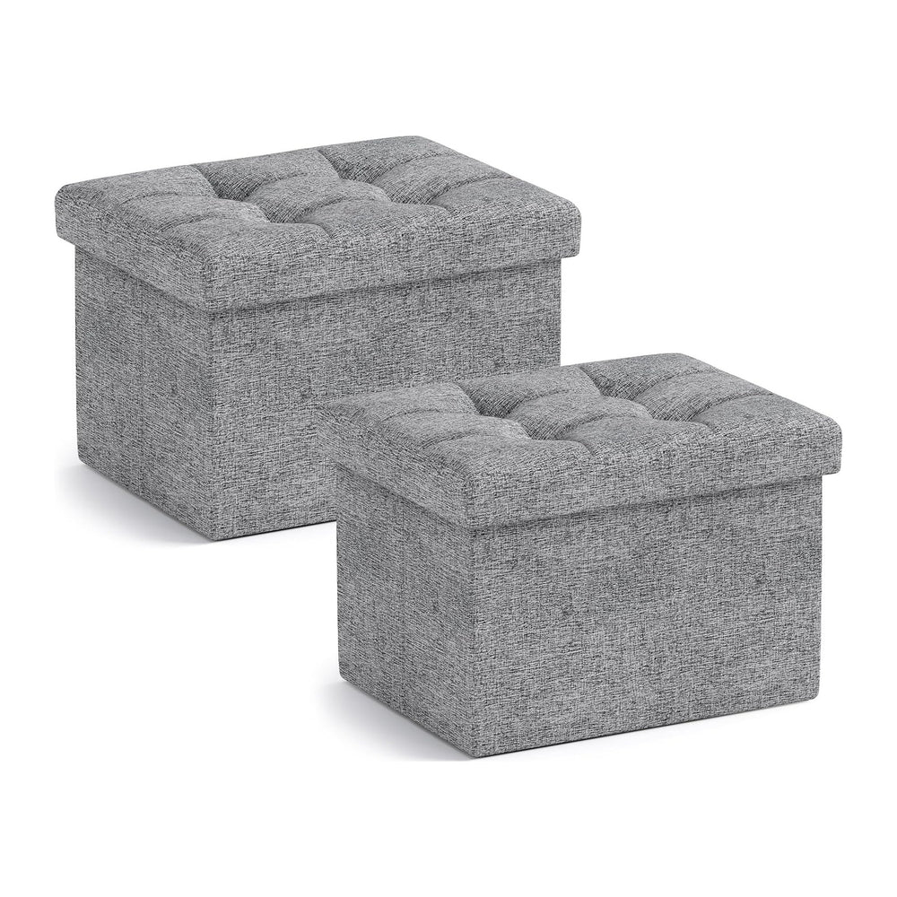 Ornavo Home Small Storage Ottoman, Foldable Collapsible Rectangle Linen Ottoman