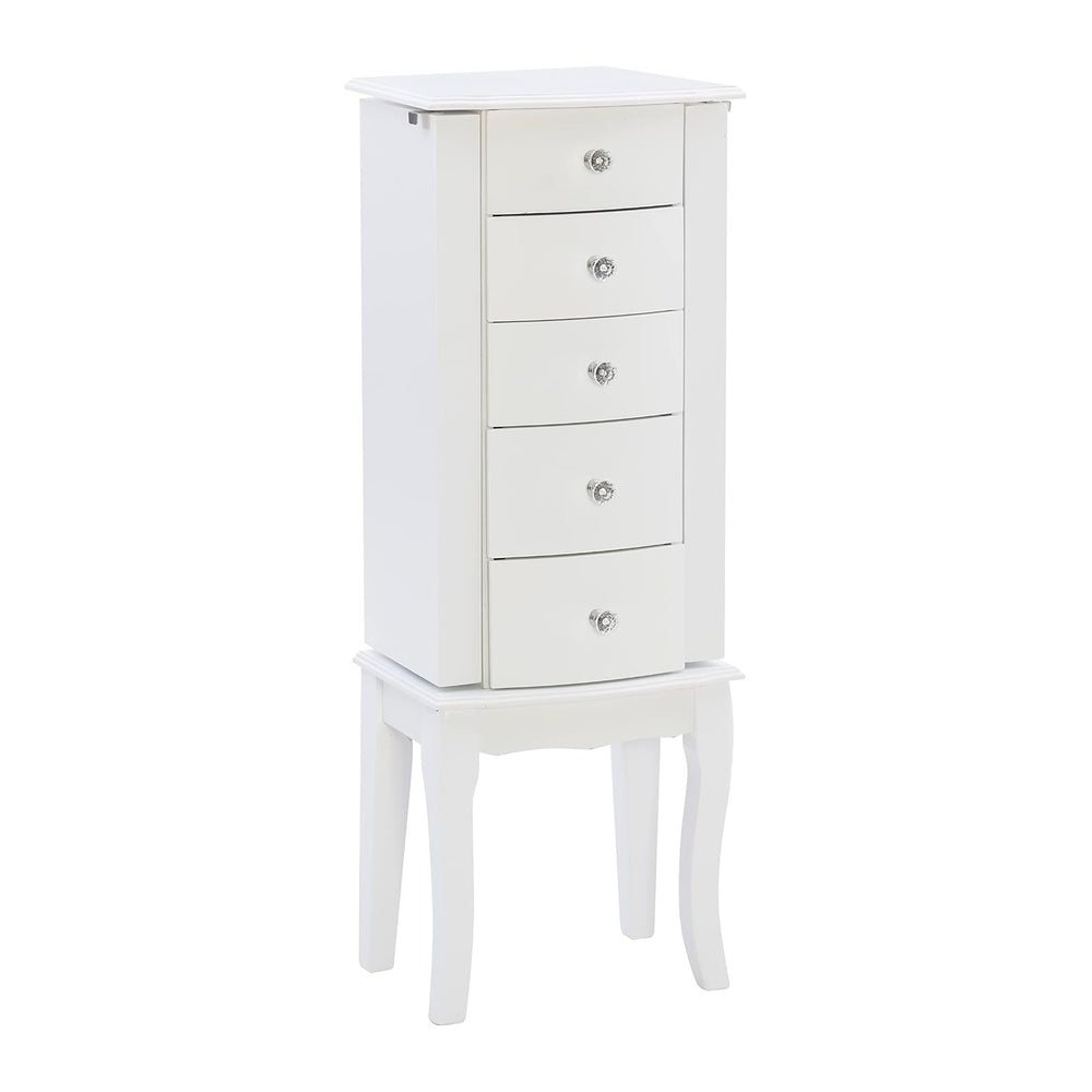 Powell Furniture Jewelry Armoire, White, 13"x 9.375"x 35.5"