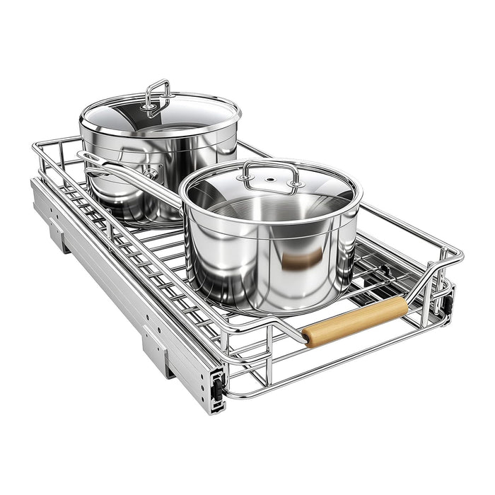 Pull out Cabinet Organizer, 9"W X 21"D, Heavy Duty Smooth Sliding Under Cabinet Shelves for Pots and Pans, Full-Extension Roll out Drawers, Slide out Organization for Home Kitchen Pantry
