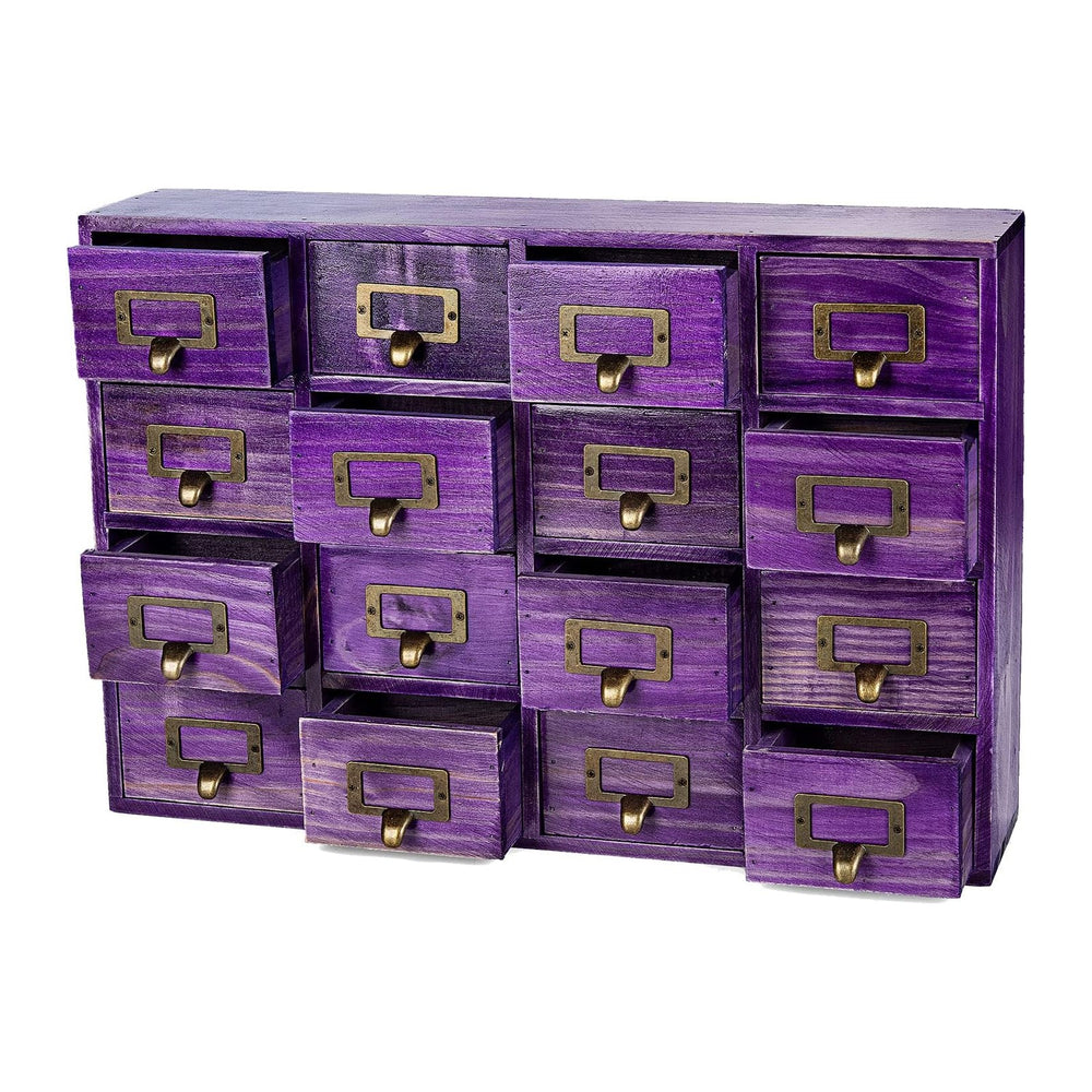 Purple 16-Slot Wooden Drawer Unit - Country Style Desk Organizer Box - 20&quo...