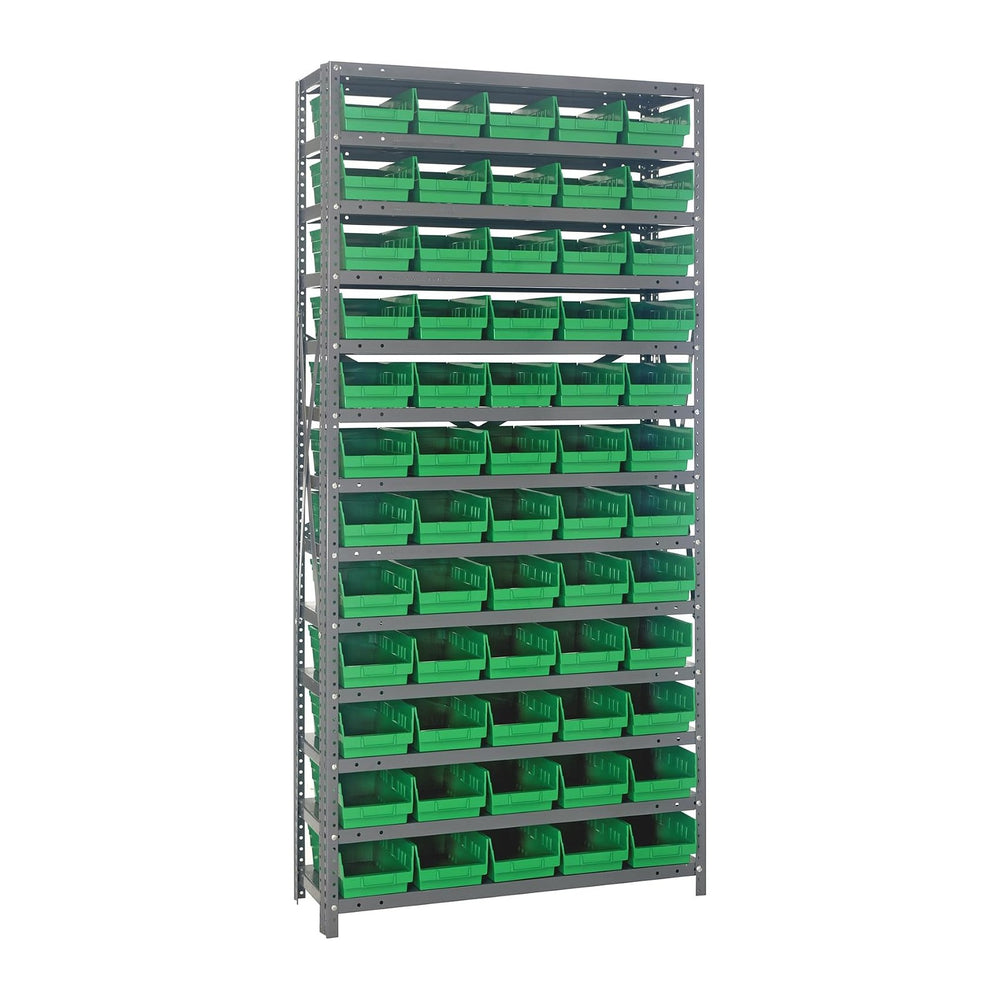 Quantum Storage Systems 1275-102GN Steel Shelving Unit with 4" Shelf Bin...