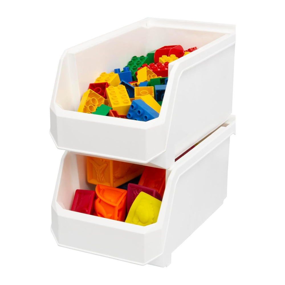 ReadySpace Large Stackable Plastic Storage Bins, 6-Pack, White