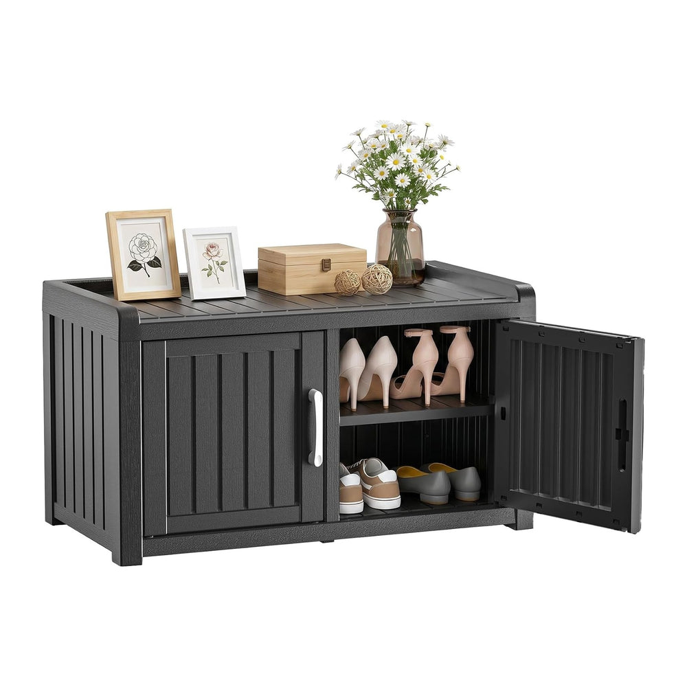 ROJIK Shoe Cabinet Waterproof UV-Resistant,Storage Bench Indoor Outdoor with ...