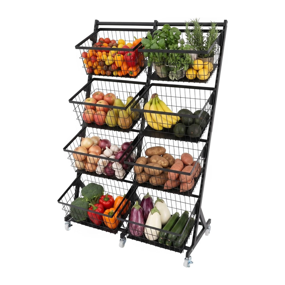 Rolling Store Snack Display Rack with Wheels, Mesh Storage Cart(Black)