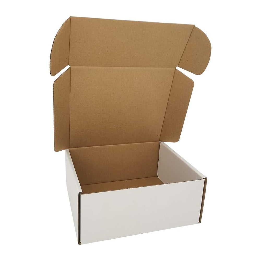 ROTCH 50 Pack 7x6x3'' Corrugated Mailers, White, Cardboard Boxes Perf...