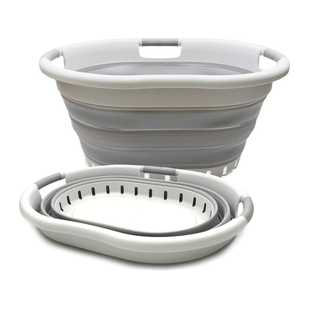 SAMMART 36L (9.5 gallon) Set of 2 Collapsible 3 Handled Plastic Laundry Baske...