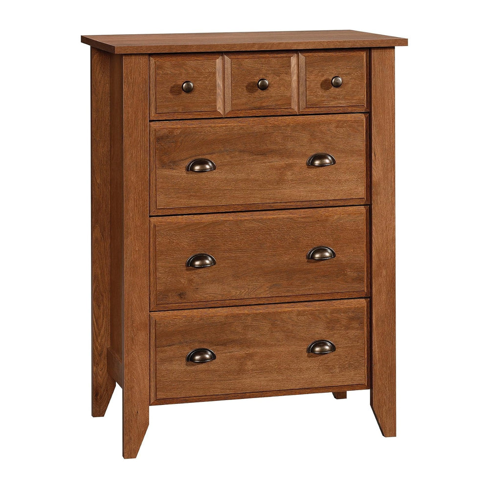 Sauder Shoal Creek 4-Drawer Chest, Tall Dresser Chest of Drawers, in Oiled Oak