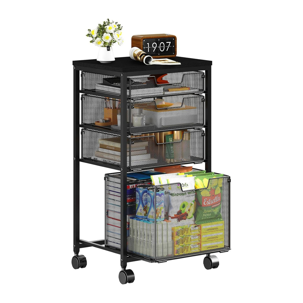 Sbanmao 4 Drawers Rolling Storage Cart, 1 Large Drawer (11.22"D x 12.2&q...