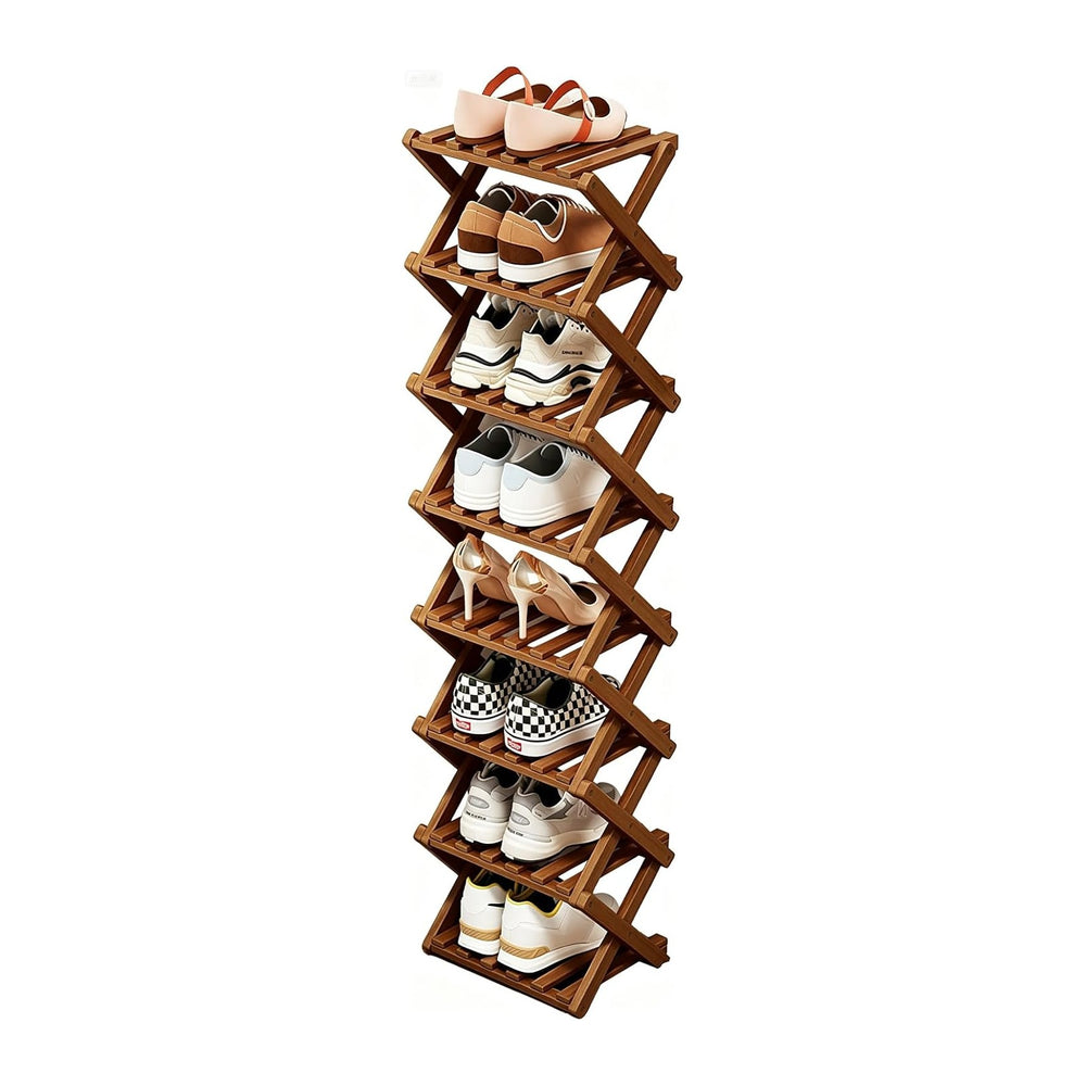 Simcat Bamboo Folding Shoe Rack Free Standing Storage Organizer