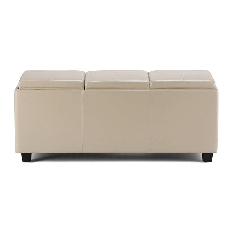 SIMPLIHOME Avalon 42 inch Wide Contemporary Rectangle Storage Ottoman in Satin