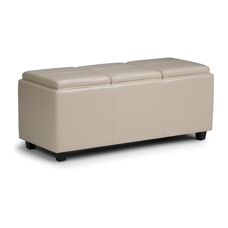 SIMPLIHOME Avalon 42 inch Wide Contemporary Rectangle Storage Ottoman in Satin