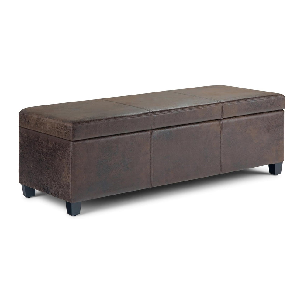 SIMPLIHOME Avalon 48 inch Wide Contemporary Rectangle Storage Ottoman Bench in