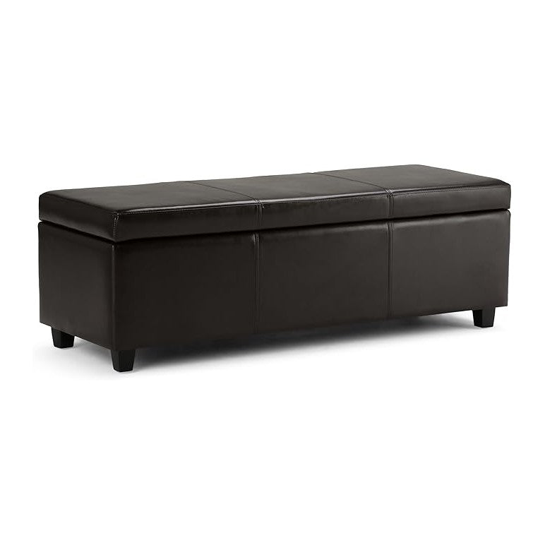 SIMPLIHOME Avalon 48 inch Wide Contemporary Rectangle Storage Ottoman Bench in