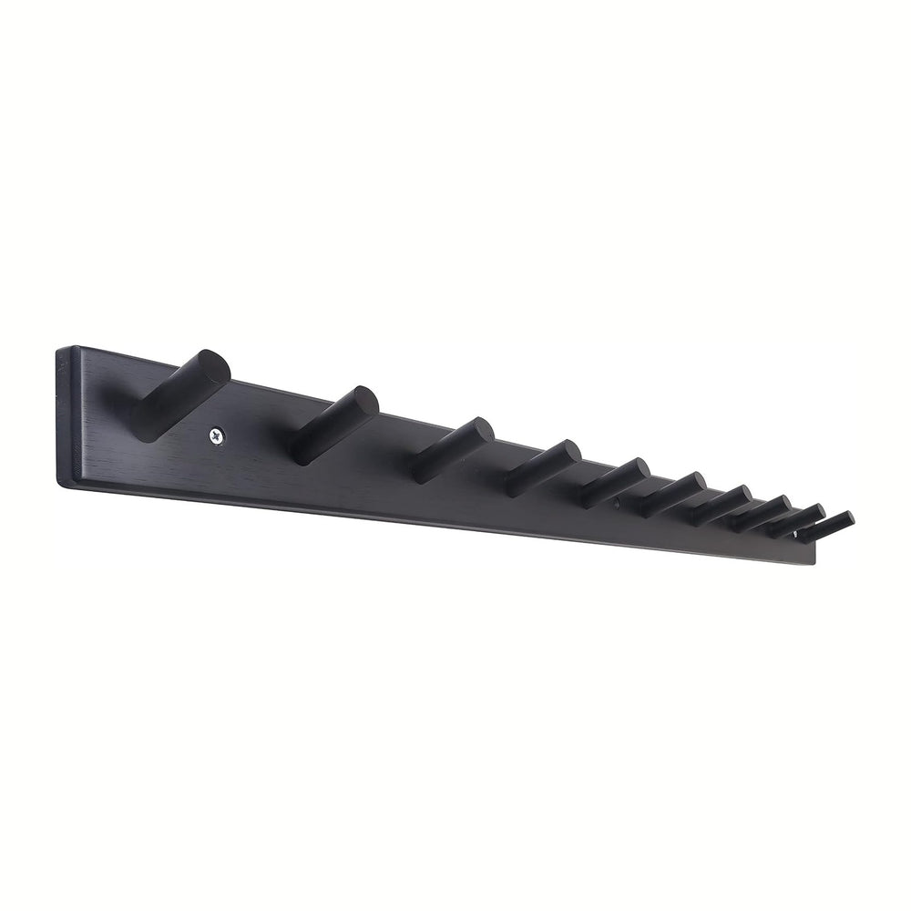 SKOLOO Wall Mounted Coat Rack 38", 10 Hooks, Bamboo, Shaker Style, Black