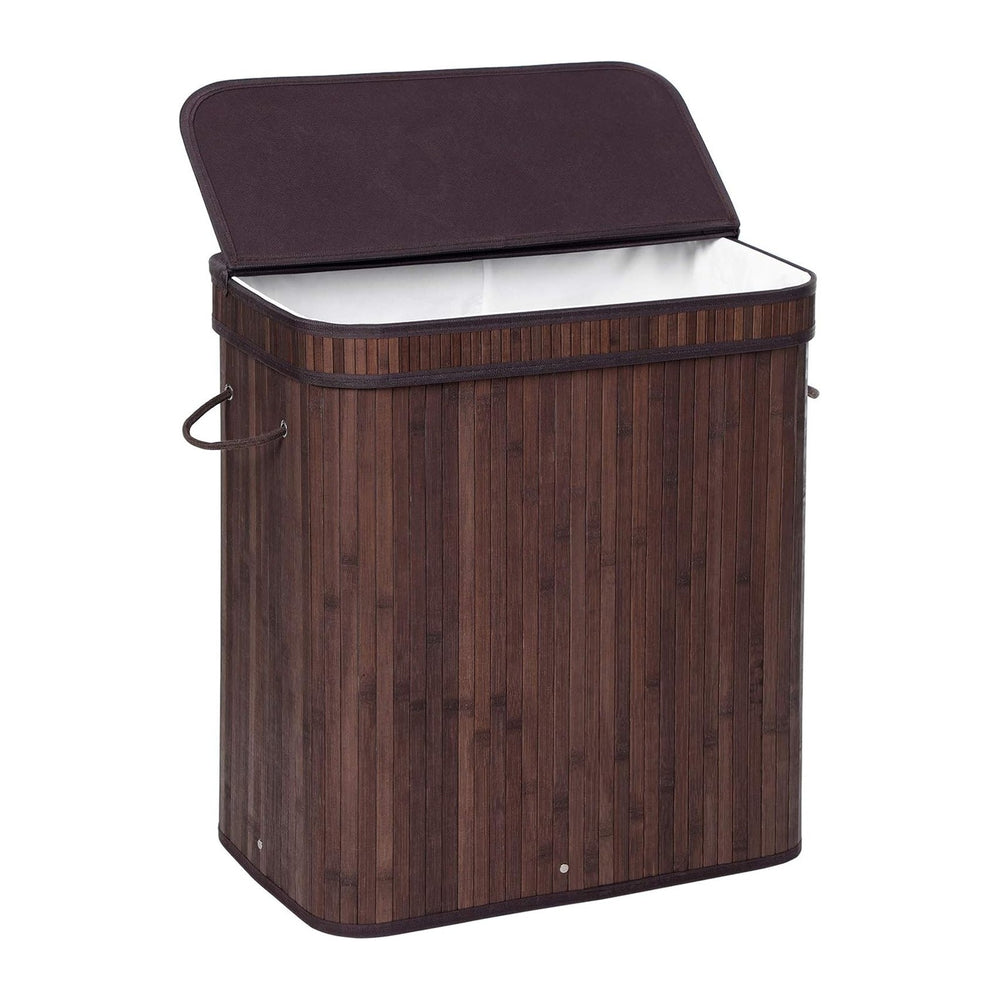 SONGMICS Bamboo Laundry Hamper with Lid, 100L, with Handles