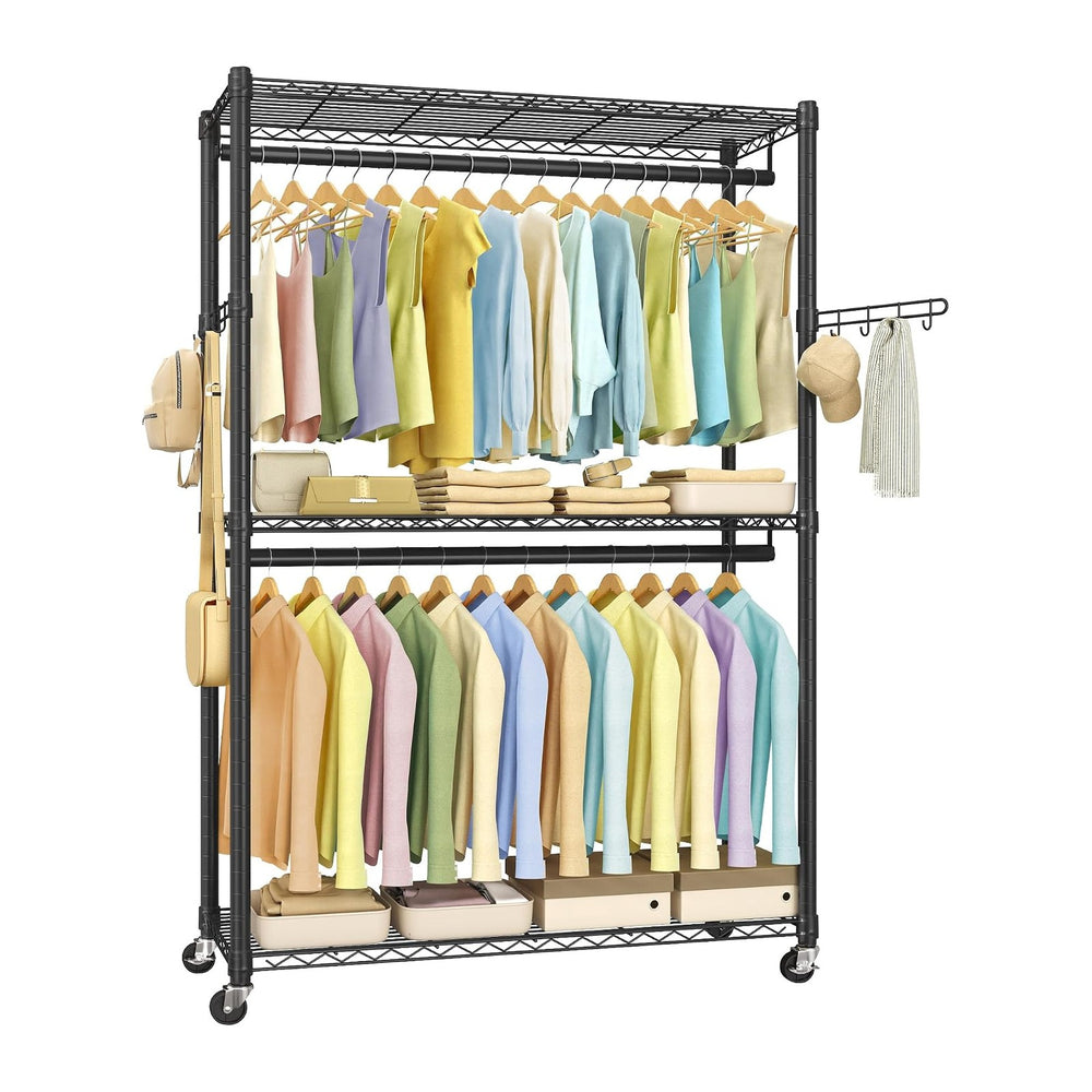 SONGMICS Heavy-Duty Rolling Clothes Rack, Garment Rack, Portable Closet