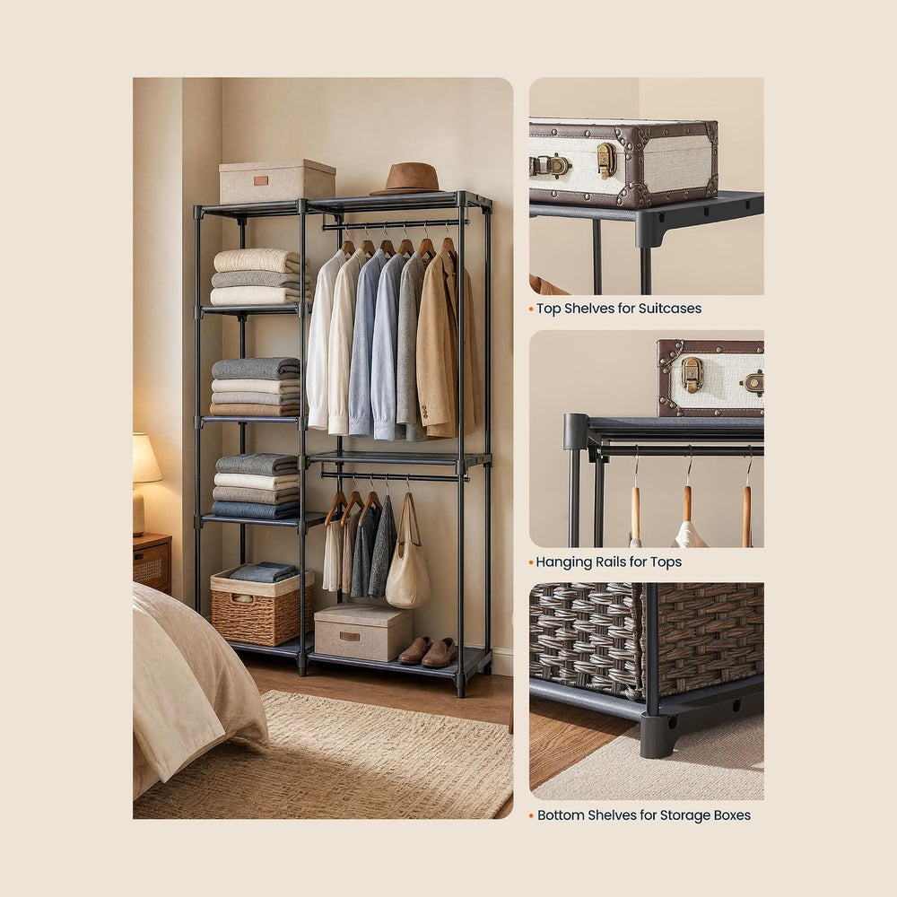 SONGMICS HOME Freestanding Clothes Rack, Portable Closet, for Cloakroom, Bedr...