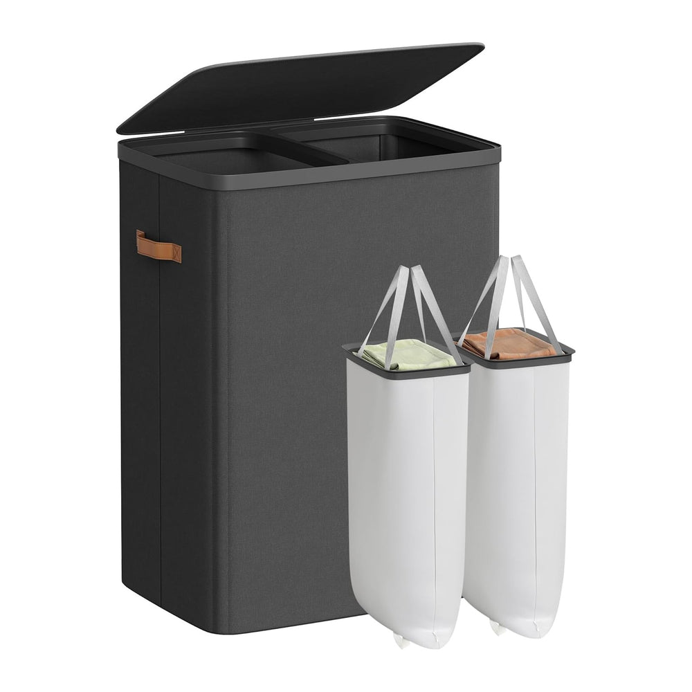 SONGMICS Laundry Basket, 44.9 Gal. Laundry Hamper, 2 Compartments, Easy Assembly