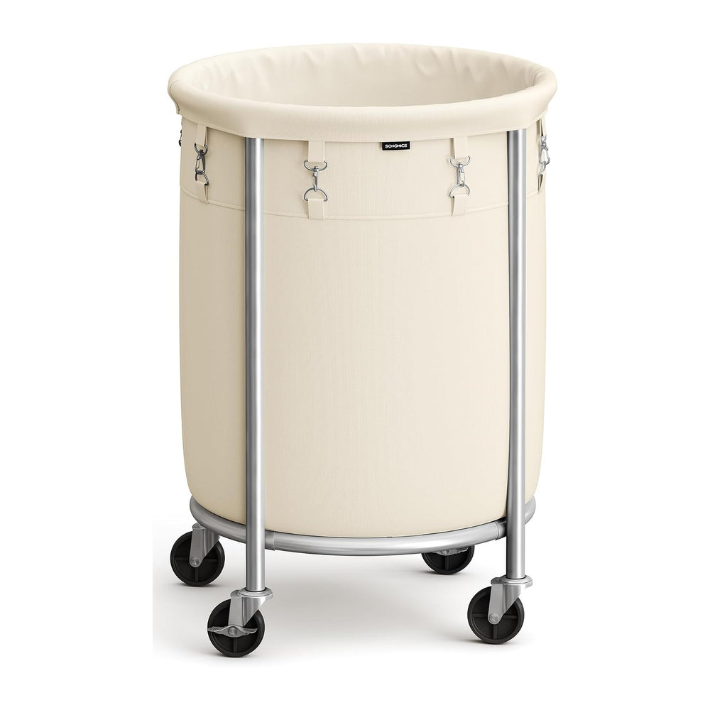 SONGMICS Laundry Basket with Wheels, 29 Gal., Steel Frame, Removable Bag