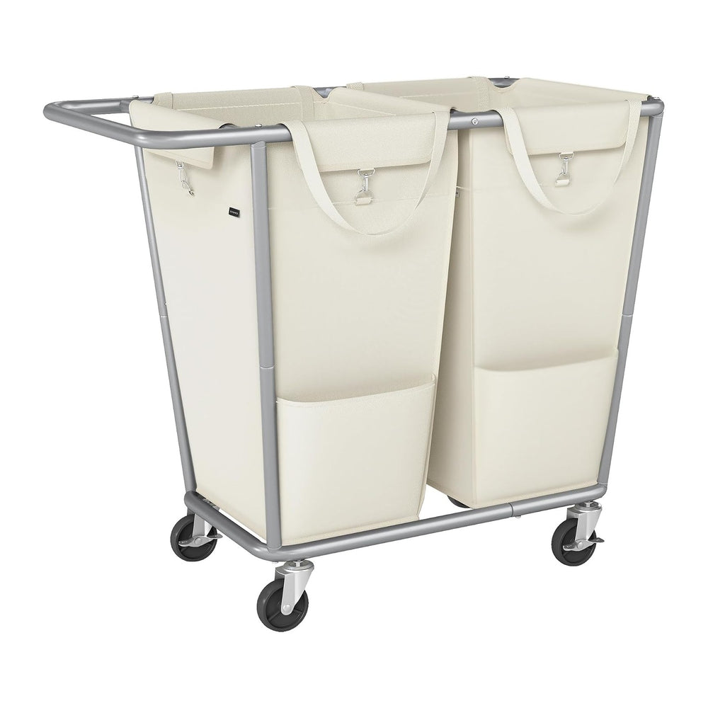 SONGMICS Laundry Basket with Wheels, 50.2 Gallons, 2-Section Rolling Laundry