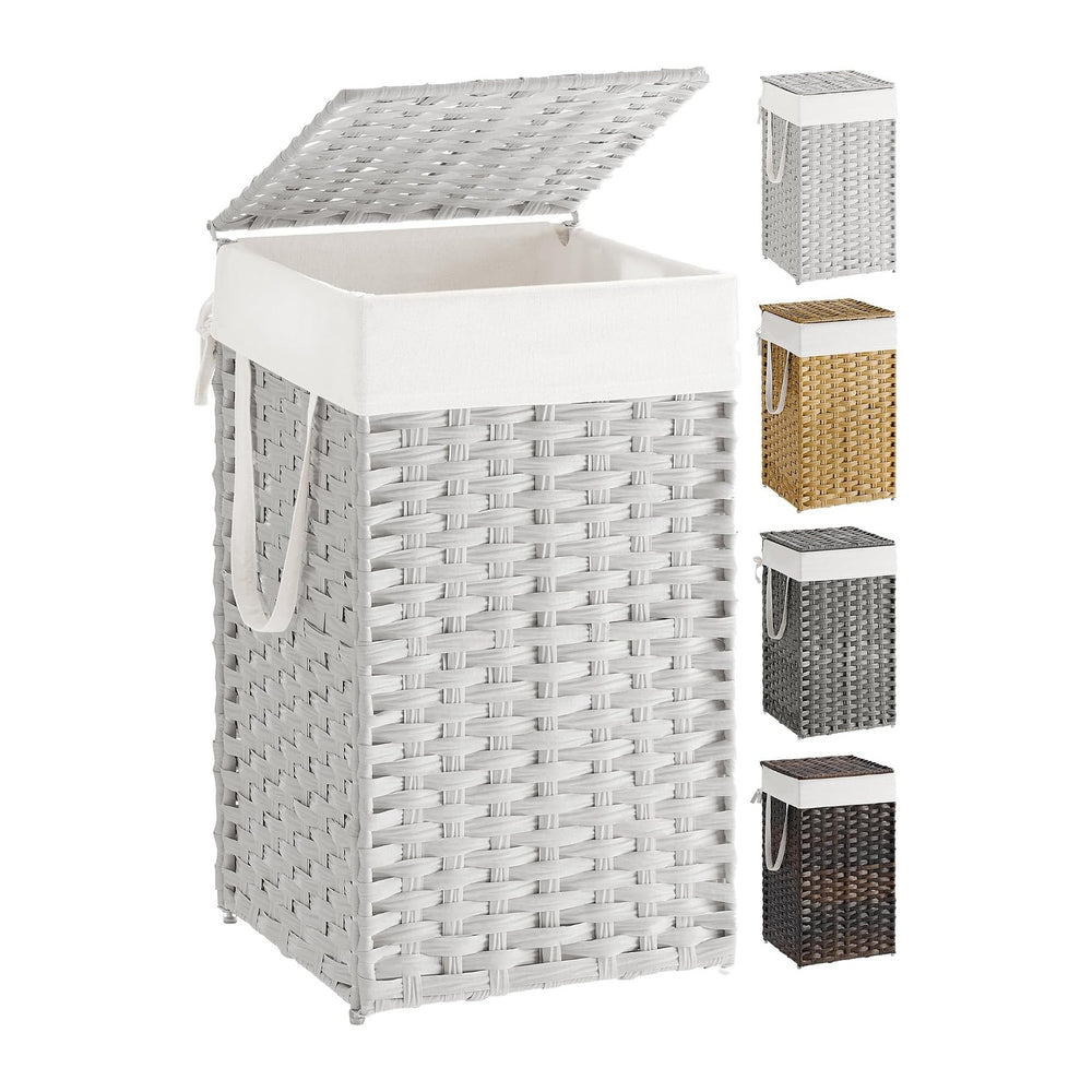 SONGMICS Laundry Hamper with Lid, 17.2 Gallon Synthetic Rattan Clothes Laundry