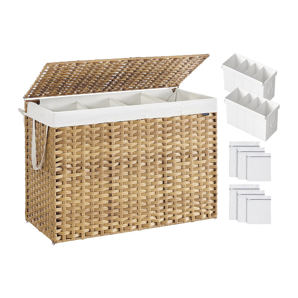 SONGMICS Laundry Hamper with Lid, 200 L Clothes Hamper with 2 Removable Liner
