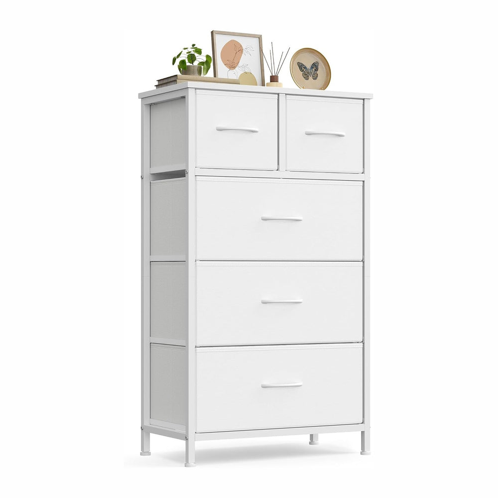 SONGMICS Tall Dresser for Bedroom, 5 Fabric Drawers with Steel Frame