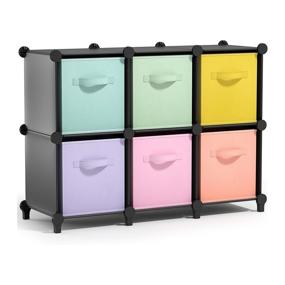 Sorbus 6 Cube Storage Organizer with 6 Fabric Bins (Black)