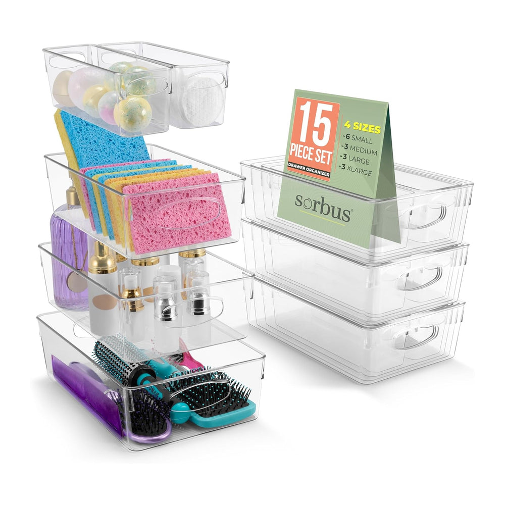 Sorbus Clear Plastic Storage Bins