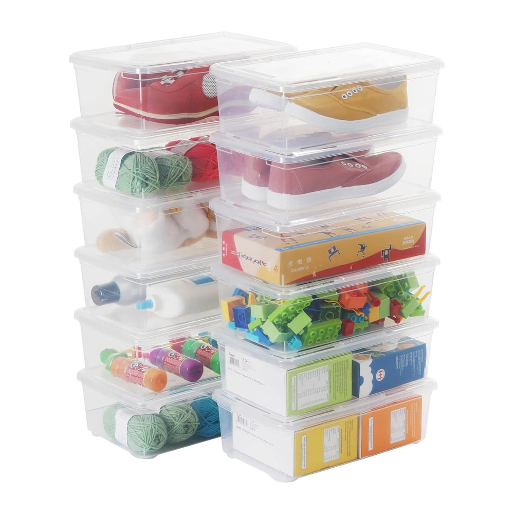Stackable Plastic Storage Shoebox, BPA-Free Nestable Container with Latching ...