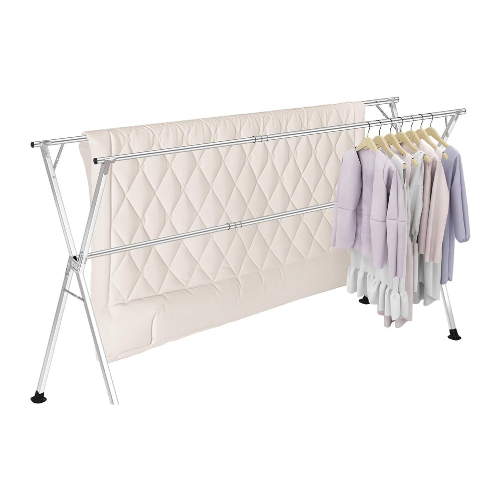 Stainless Steel Clothing Rack, Clothes Drying Rack Foldable, Anti Slip Laundr...