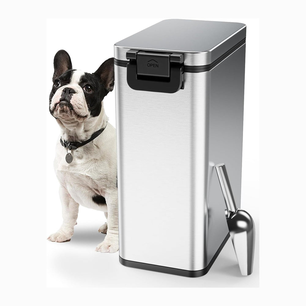 Stainless Steel Dog Food Storage Container, 20lb/15lb Pet Food Bin
