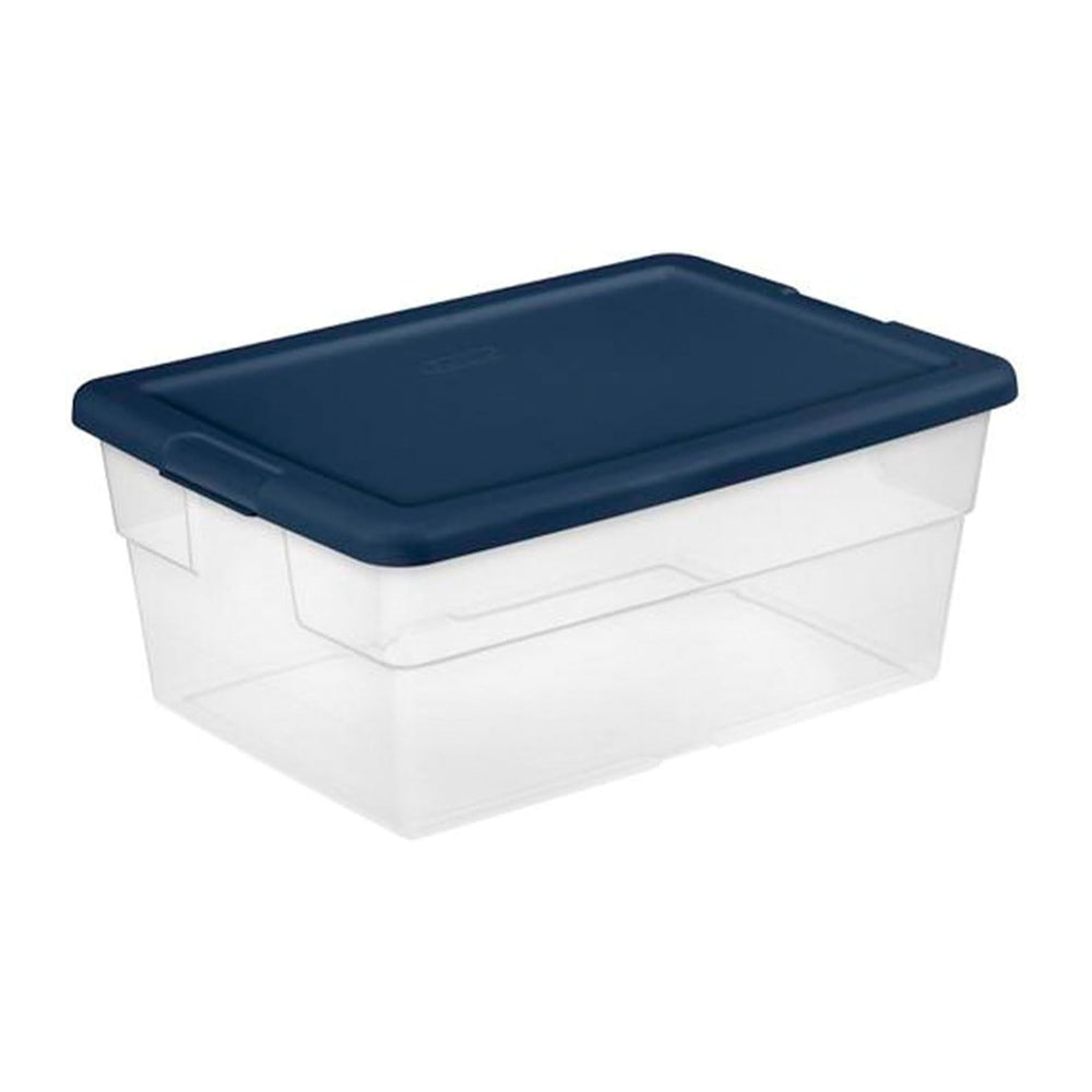 Sterilite 2 Pack Storage Boxes, Clear Plastic Stackable Bins with Lids, 16 Qu...
