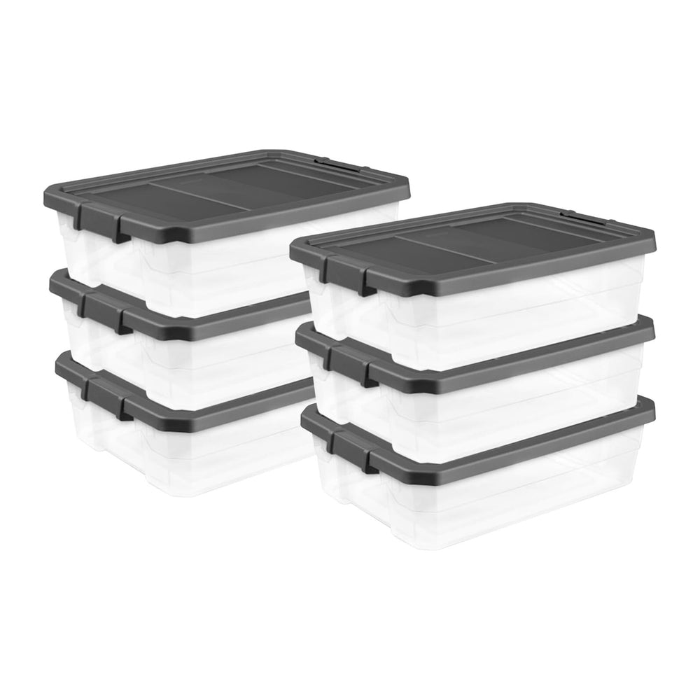 Sterilite 6-Pack Modular Stacker Box, Durable Clear Plastic Storage Bins with...