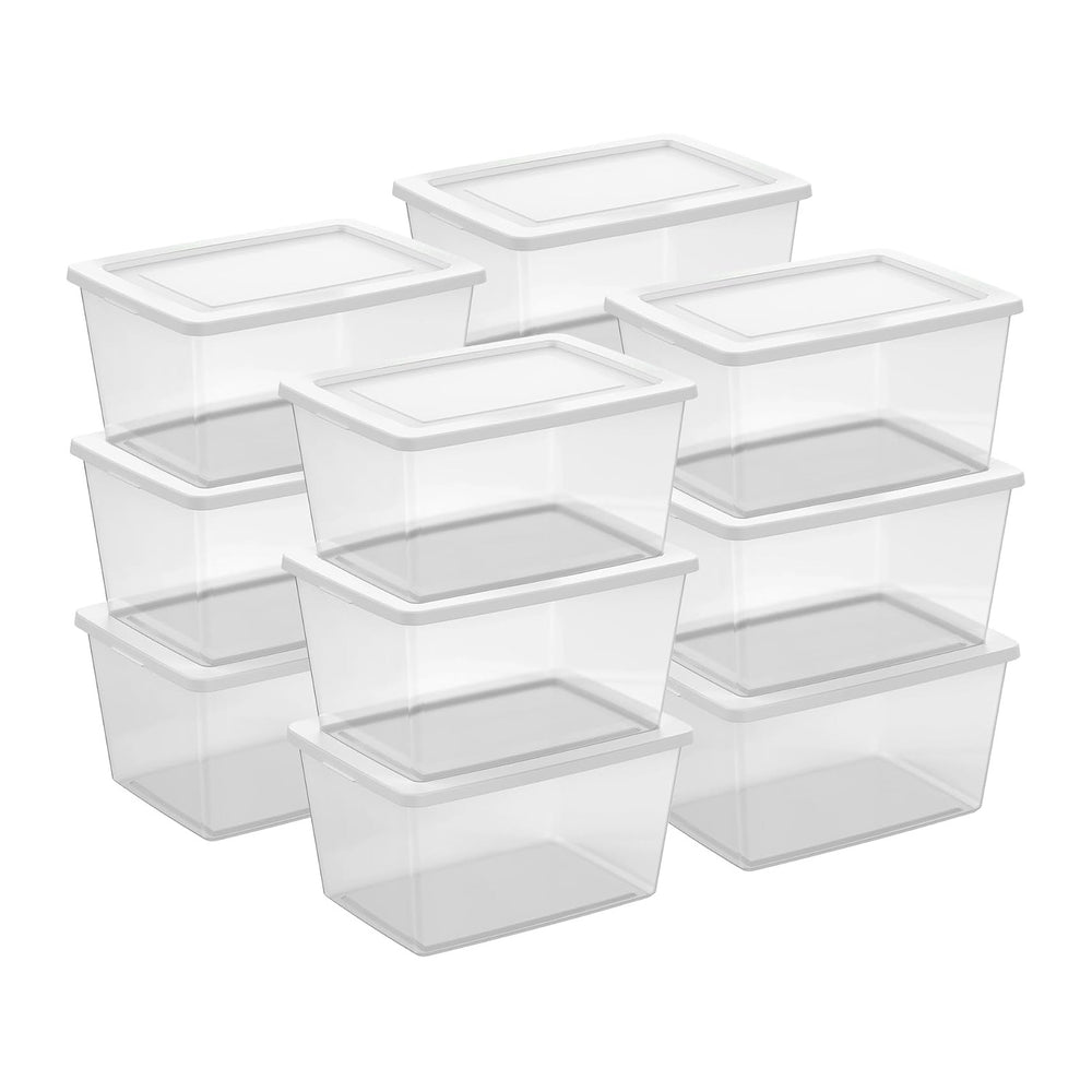 Sterilite Clear Storage Box Stackable Tote, 58 Quart, 12-Pack