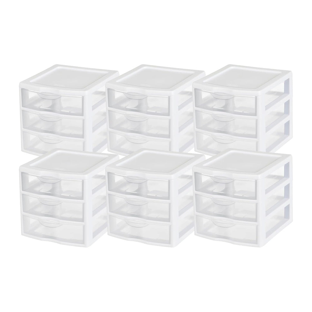 Sterilite Clearview Plastic Multipurpose Small 3 Drawer Desktop Storage Organ...