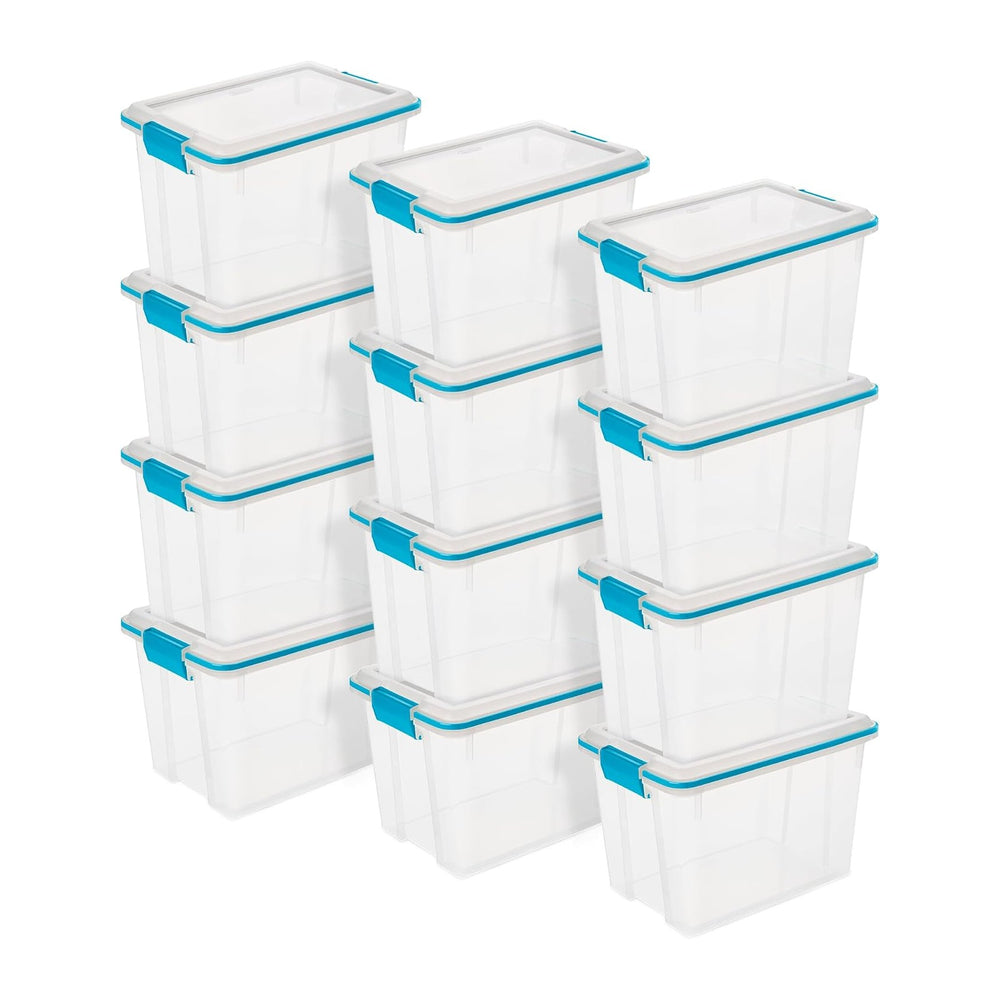Sterilite Gasket Storage Box with Lids for Home & Office, 20 Quart, 12-Pack