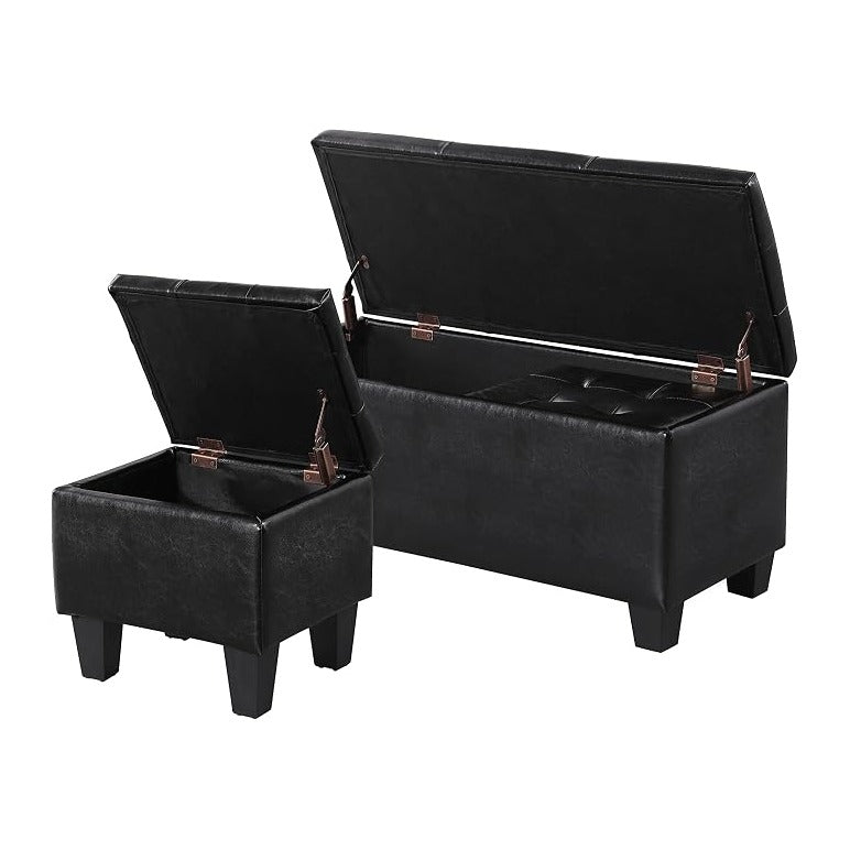 Storage Ottoman Set of 3, for Living Room Couch, End of Bed