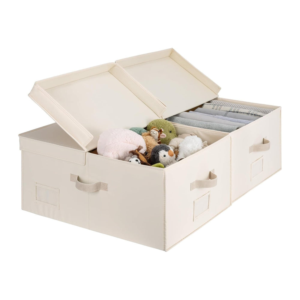 StorageWorks Large Decorative Storage Boxes with Lids, Cream White