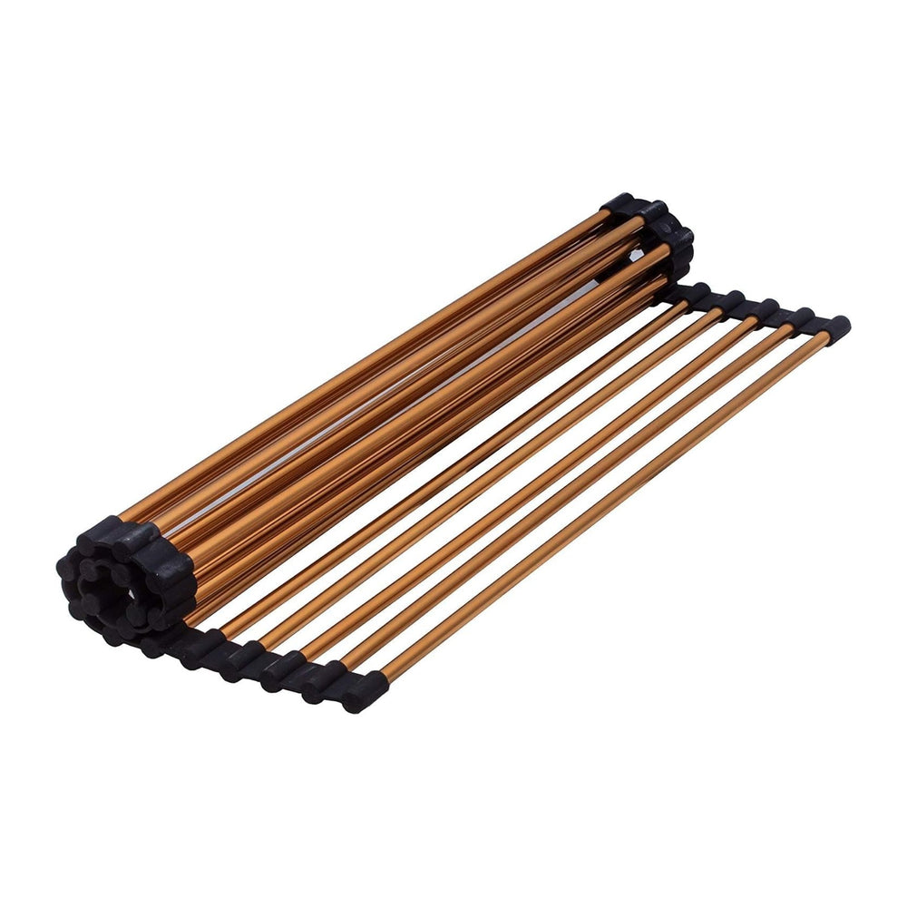 Strictly Sinks Stainless Steel Roll Up Dish Drying Rack – Copper 17 Inch Over...