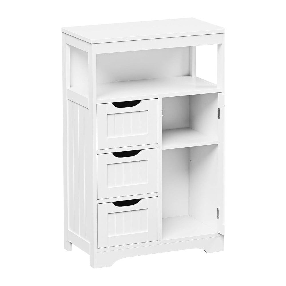 SUPER DEAL Wooden Bathroom Storage Cabinet with 3 Drawers and 1 Door, Free-St...