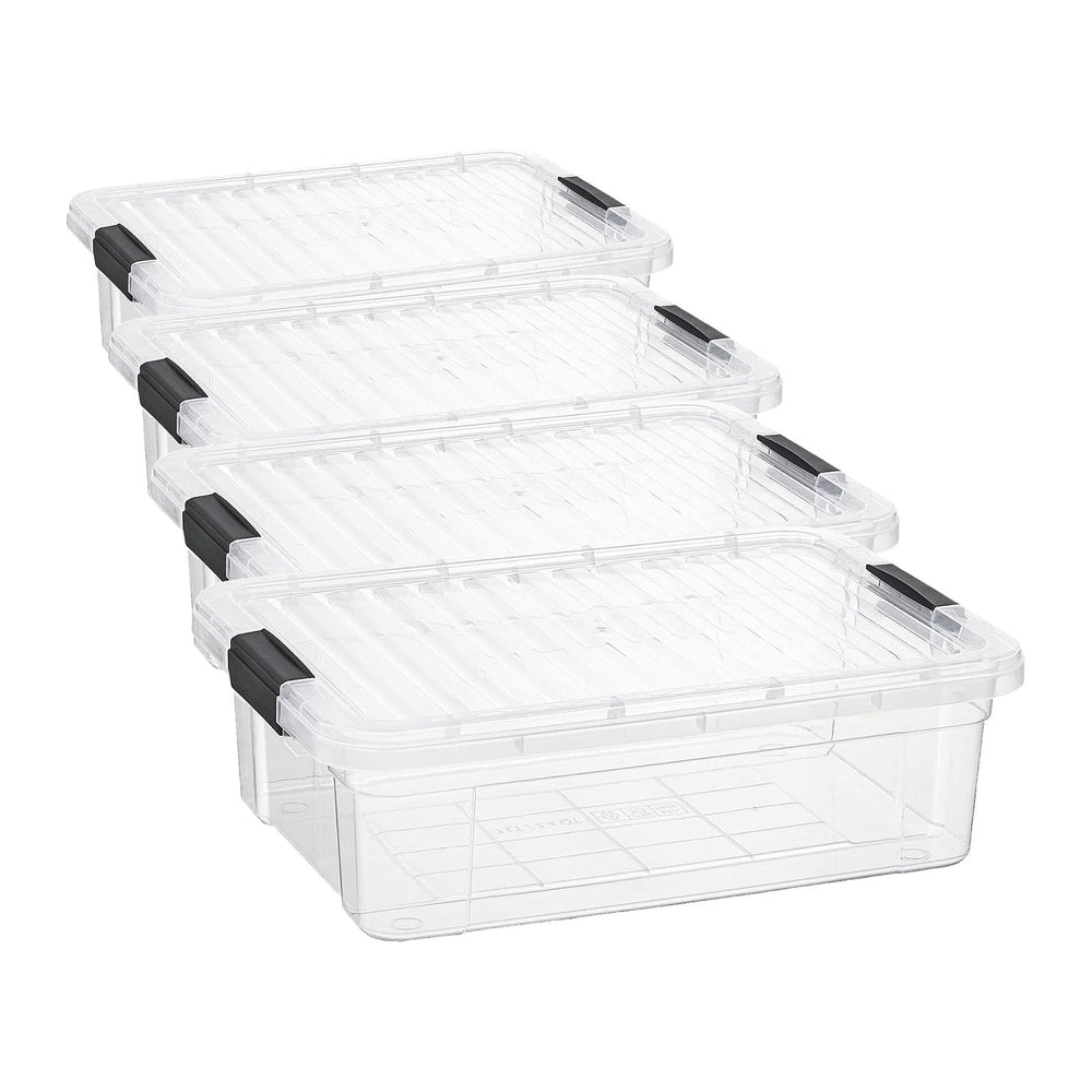 Superio 6.25 Quart Clear Plastic Storage Bin with Lid, Non-Toxic, BPA Free, O...