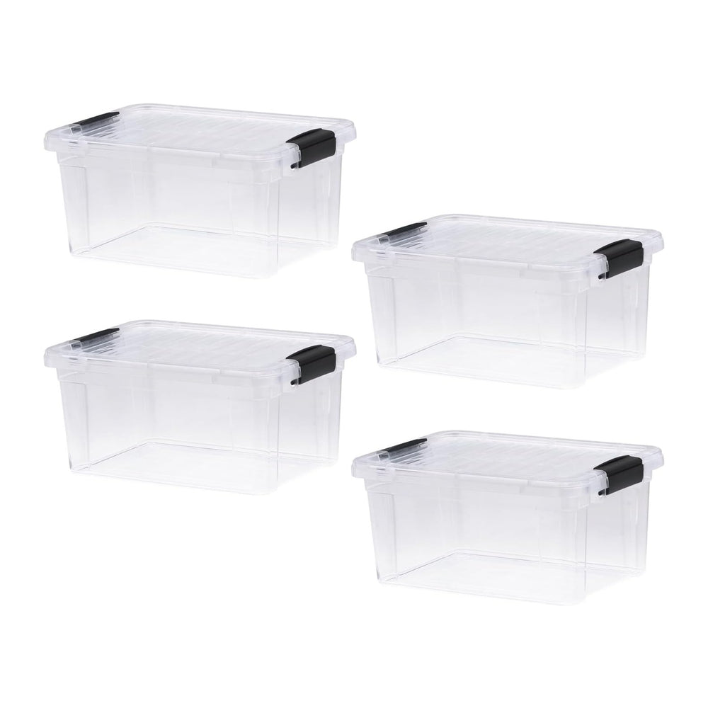 Superio Storage Bins with Lids- 4 Pack, 6.6 Qt Clear Boxes