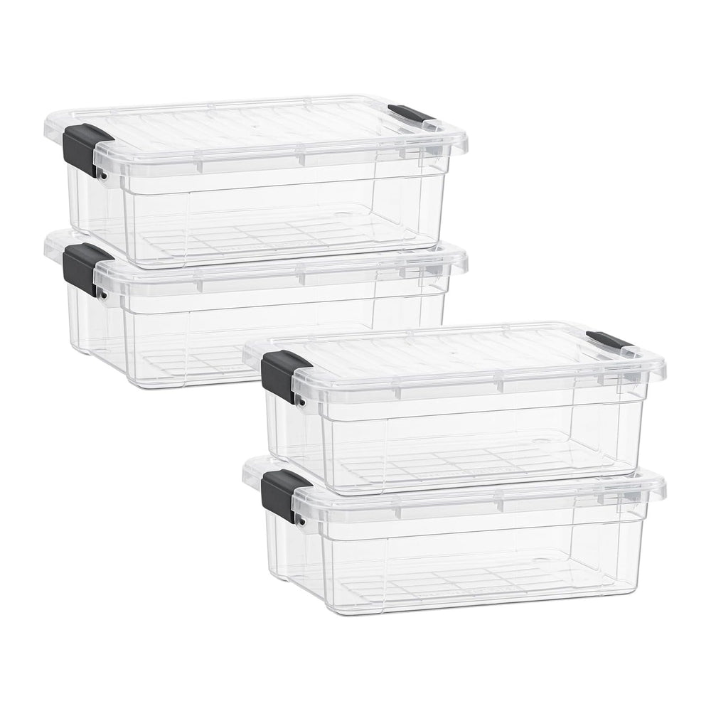 Superio Storage Bins with Lids- 4 Pack, 7.4 Qt Clear Boxes