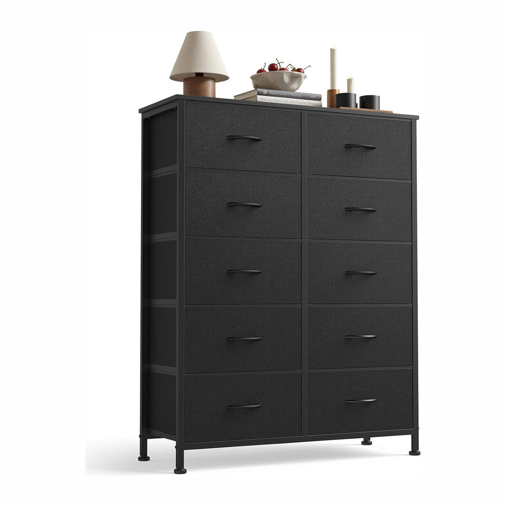 Sweetcrispy Black Dresser for Bedroom with 10 Drawers, Tall Dressers