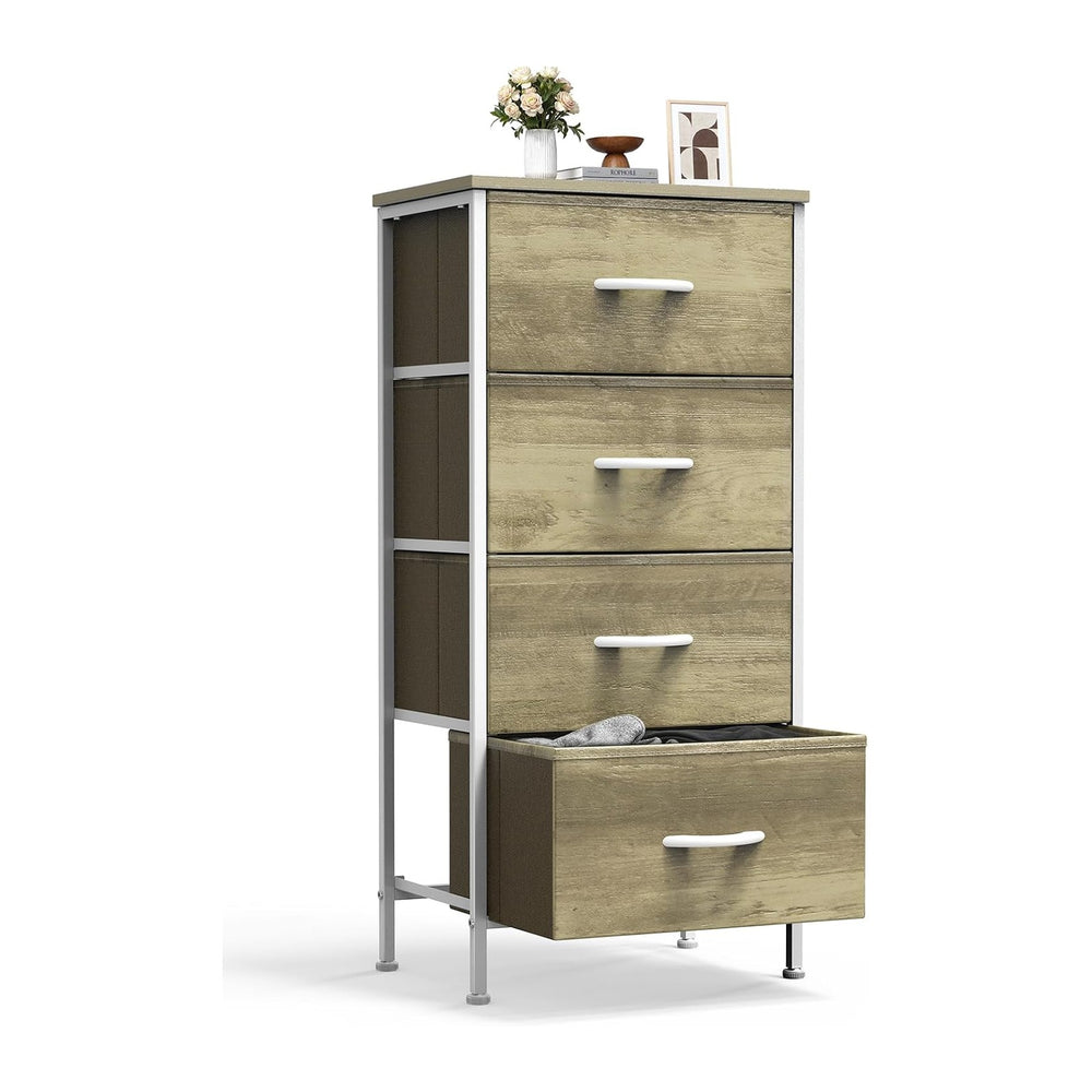 Sweetcrispy Dresser for Bedroom, 4 Drawer Storage Cabinet, Tall Nightstand