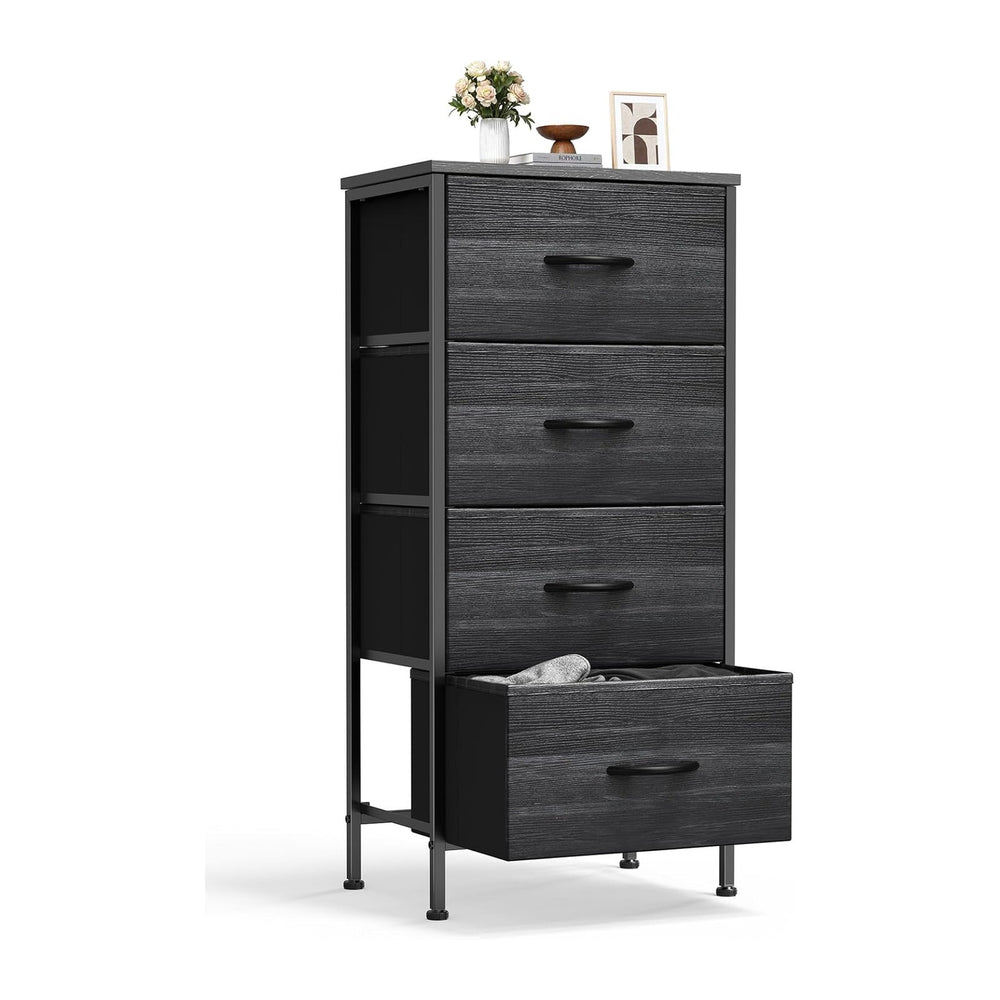 Sweetcrispy Dresser for Bedroom, 4 Drawer Storage Cabinet, Tall Nightstand