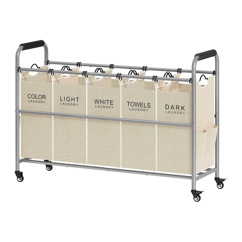 Tajsoon Laundry Sorter 5 Sections, Laundry Hamper