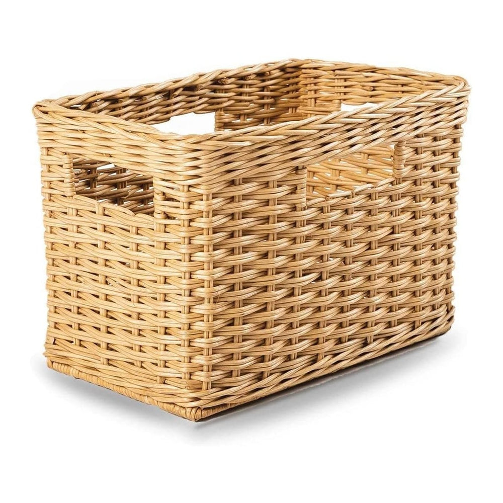 The Basket Lady Tall Rectangular Wicker Storage Basket, 16.5 in L x 10.5 in W x