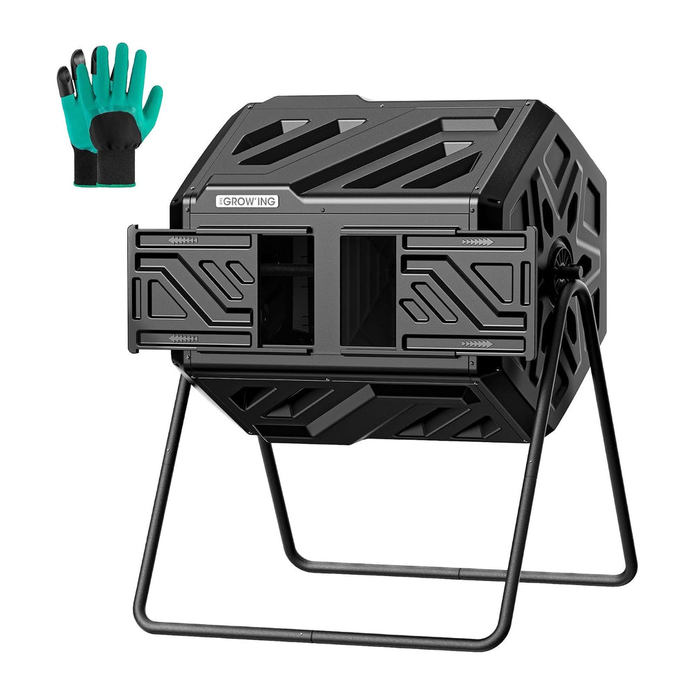 THEGROW'ING Updated 43 Gallon Compost Bin Outdoor, Fast Assemble Tumbling